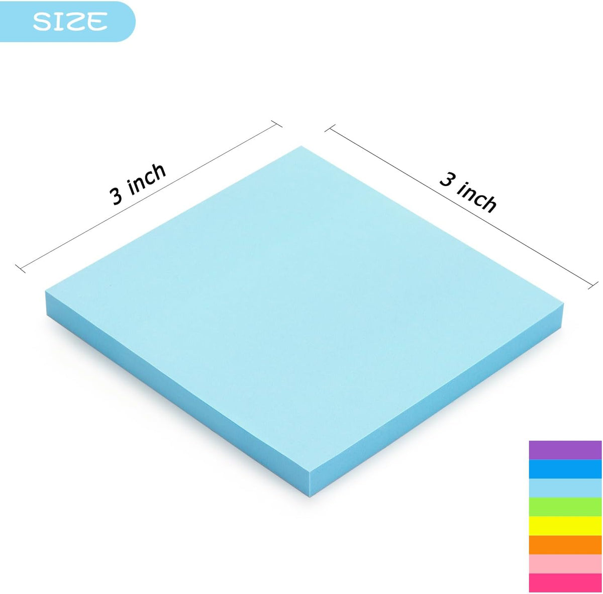 Early Buy Sticky Notes 3 in x 3 in, 8 Bright Color 8 Pads, 55 Sheets/Pad