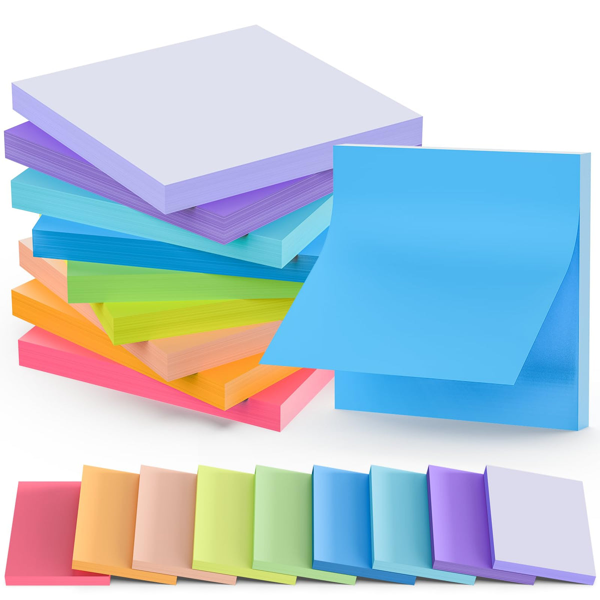 Stick Notes 3x3, Bright Color Stick Notes, 18 Pads, Super Sticky & Recyclable, for Home, Office, School