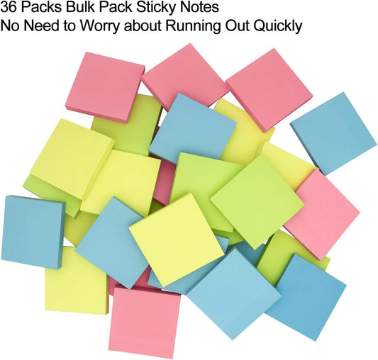 Sticky Notes 3x3, Self-Stick Notes 36 Pads, 100 Sheets/Pad Sticky Post
