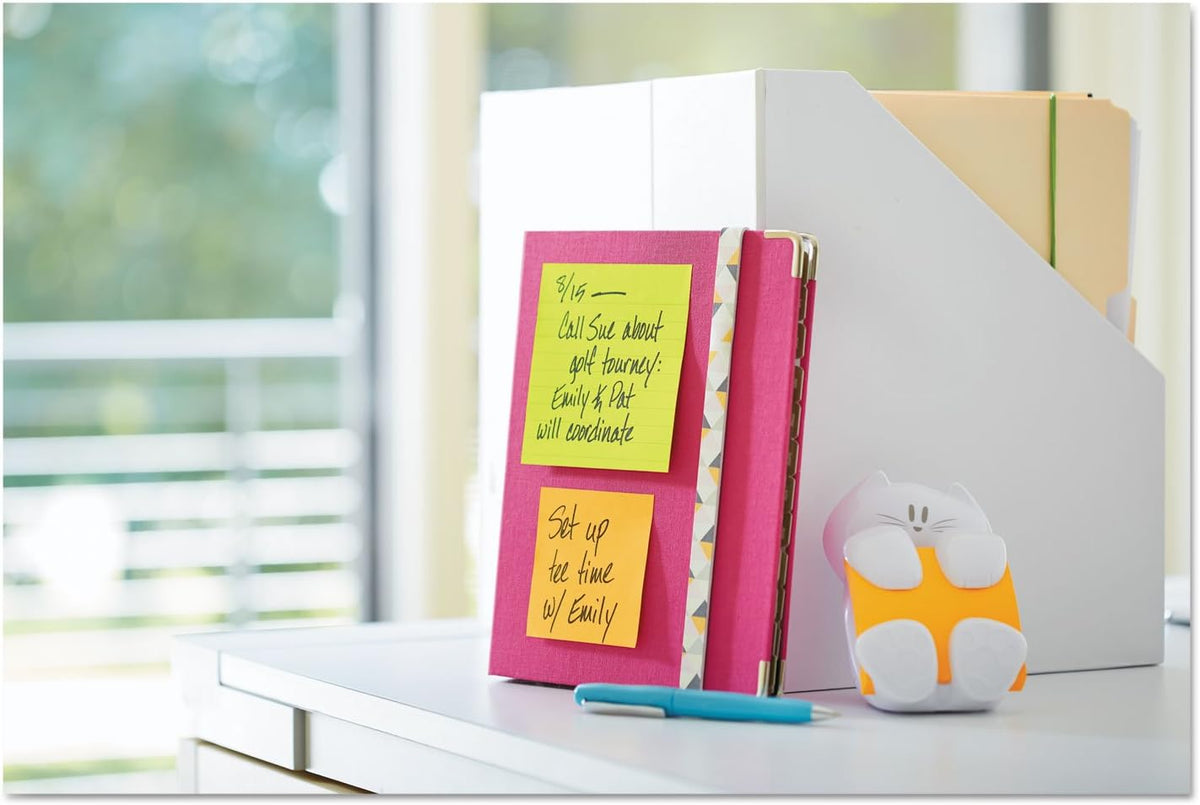 Post-it Super Sticky Notes, 4 x 4 in, Neon Fizz, 6 Lined Pads