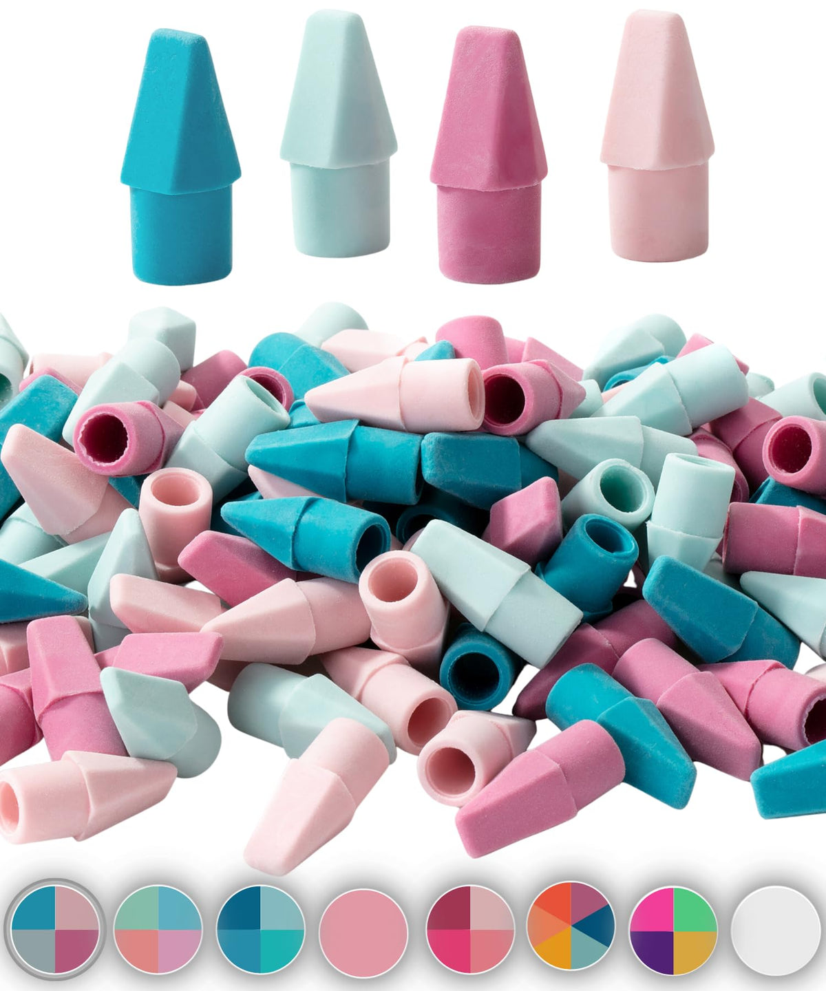Mr. Pen- White Pencil Top Erasers, 120 pcs, Eraser Caps for Pencils
