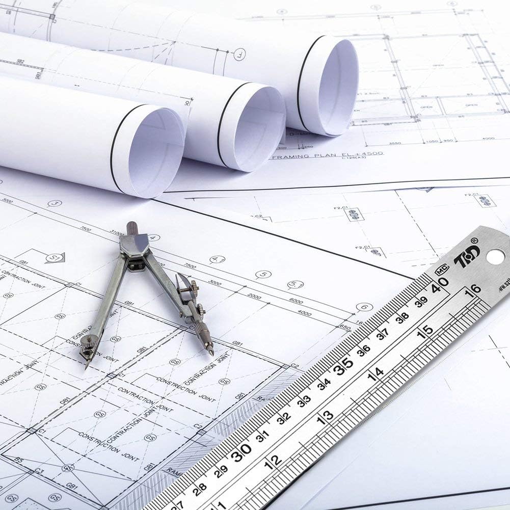 ZZTX Metal Ruler 6 Inch 8 Inch 12 Inch 16 Inch Stainless Steel 4 Pack