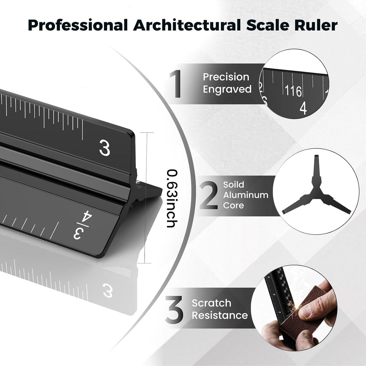 12 Inch Aluminum Architectural Scale Ruler, Aluminum Architect Ruler