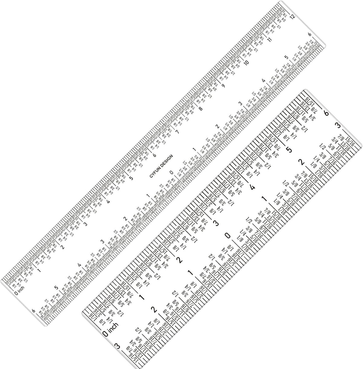 2 Pcs 12" / 30cm T Ruler and Zero-Centering on the Bottom and Standard 12 inch Measurements Ruler for Paper Crafting Card Making Drafting Drawing