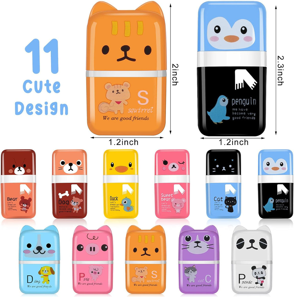 Seajan 44 Pcs Erasers for Kids Gift Bulk Cute Animal Themed Pencil Eraser