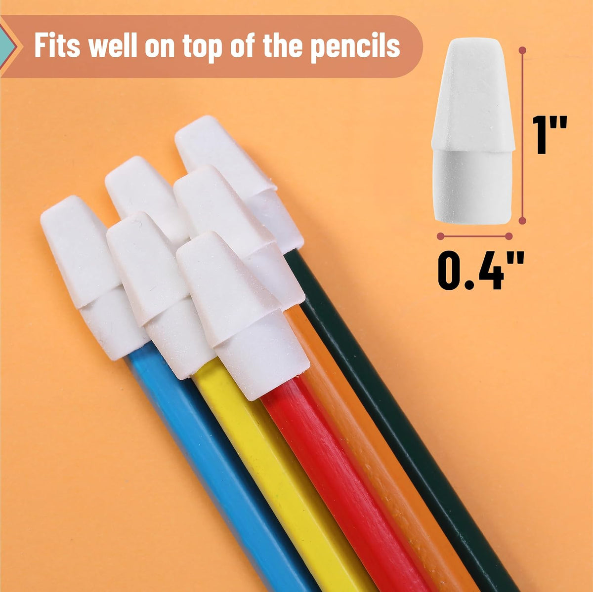 Mr. Pen- White Pencil Top Erasers, 120 pcs, Eraser Caps for Pencils