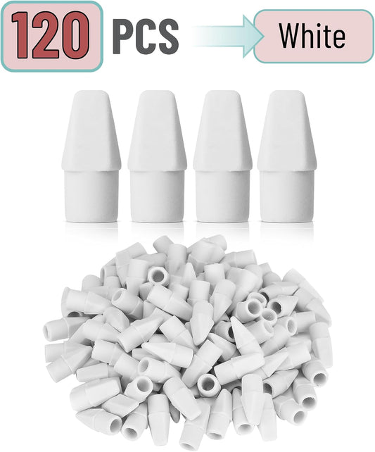 Mr. Pen- White Pencil Top Erasers, 120 pcs, Eraser Caps for Pencils