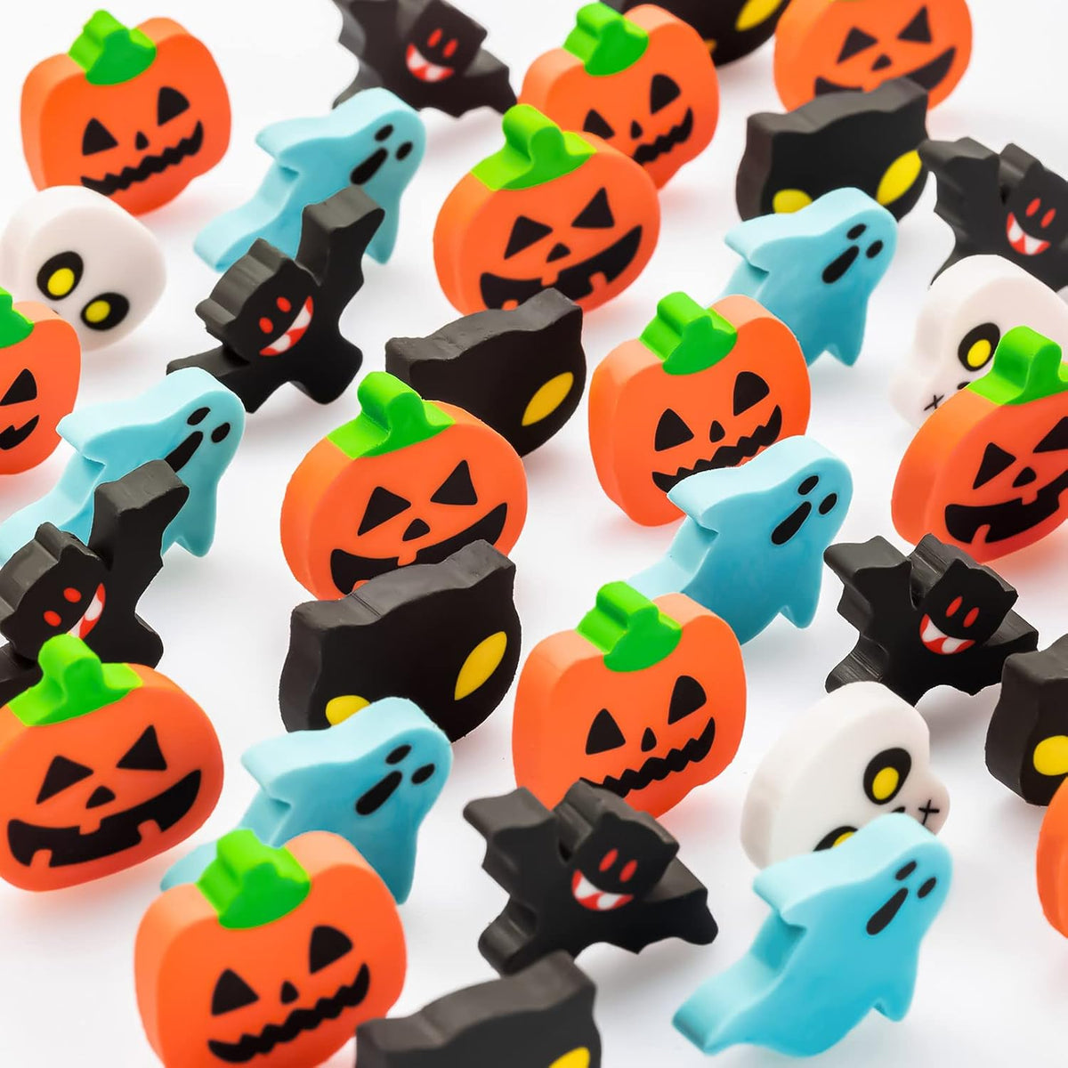 YGAOHF 150 Pack 6 Styles, Fun Pumpkin Ghost Bat Erasers, Cute Mini Erasers