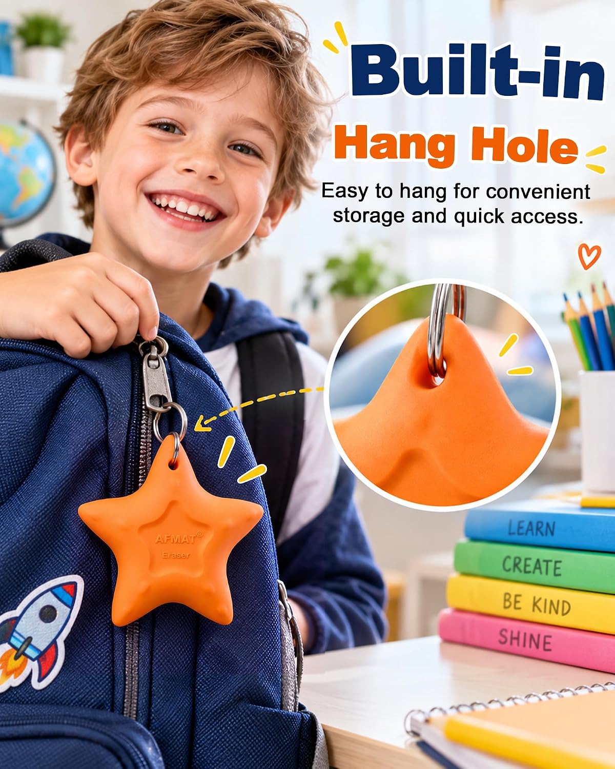 AFMAT PE14 Starfish-Shaped Pencil Erasers, Cute Erasers for Kids, 10 Colors