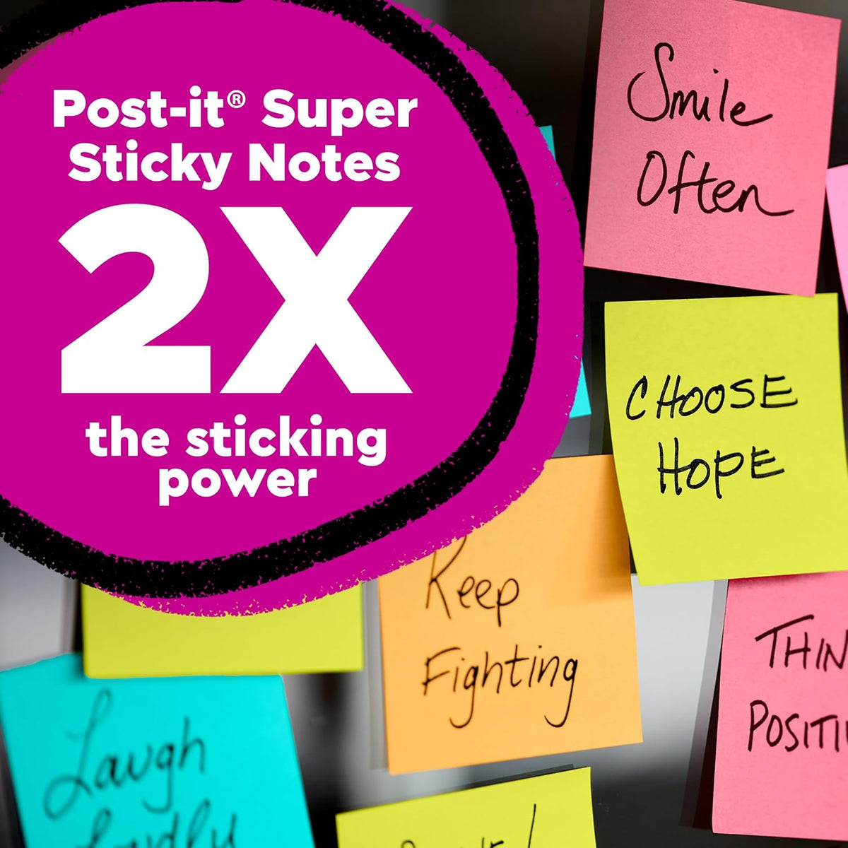 Post-it Super Sticky Notes, 3 x 3 in, Assorted Brights, 6 Pads