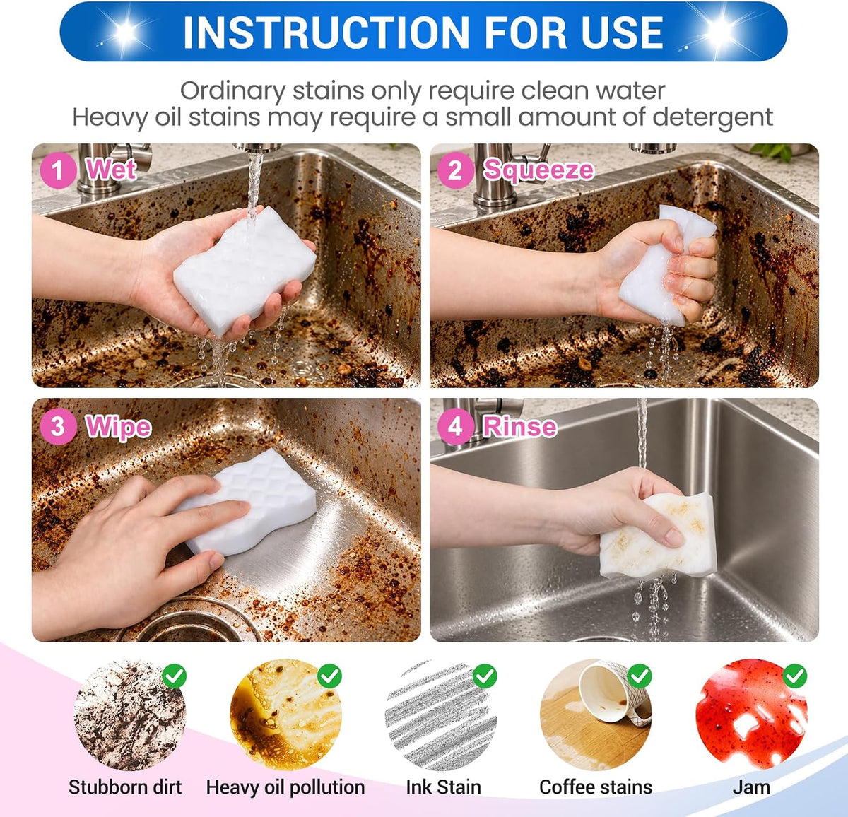 3X Density Magic Sponges Cleaning Eraser,20 Pack Stronger Melamine Foam