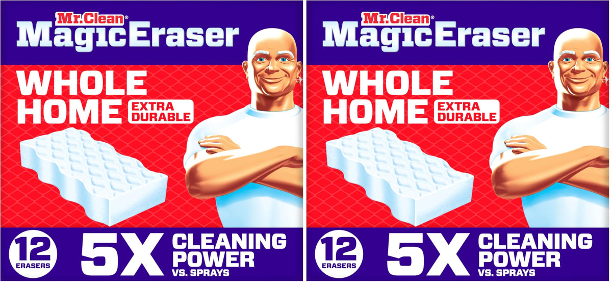 Mr. Clean Magic Eraser Sponge, All Purpose Cleaner, Long Lasting Cleaning Scrubber, Wall, Sneaker, Oven, Kitchen, Bathroom Cleaner, Shower Cleaning Supplies, Whole Home Extra Durable XL, 6ct