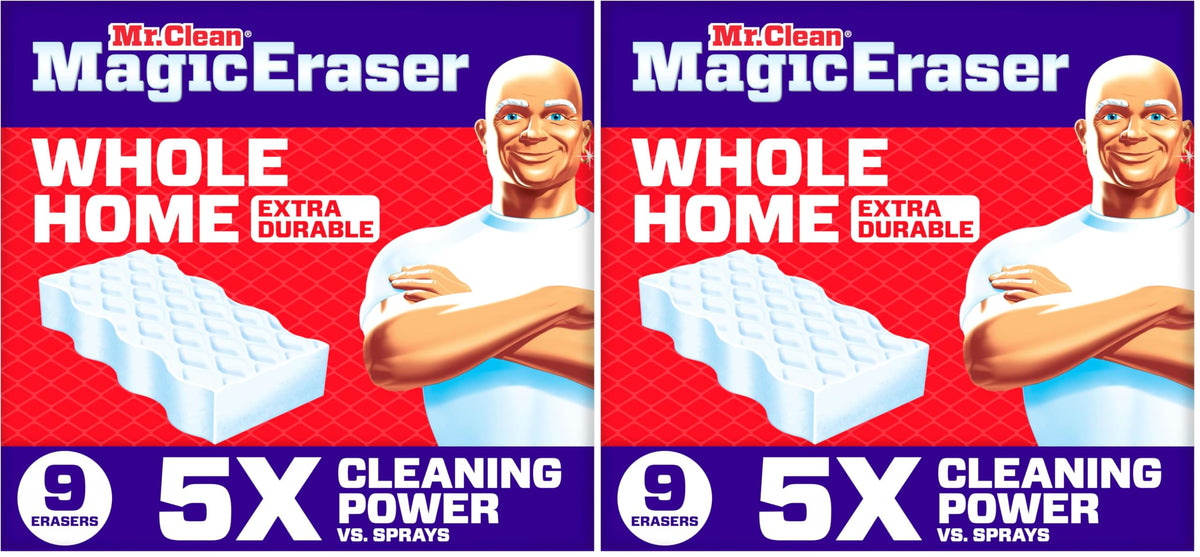 Mr. Clean Magic Eraser Sponge, All Purpose Cleaner, Long Lasting Cleaning Scrubber, Wall, Sneaker, Oven, Kitchen, Bathroom Cleaner, Shower Cleaning Supplies, Whole Home Extra Durable XL, 6ct