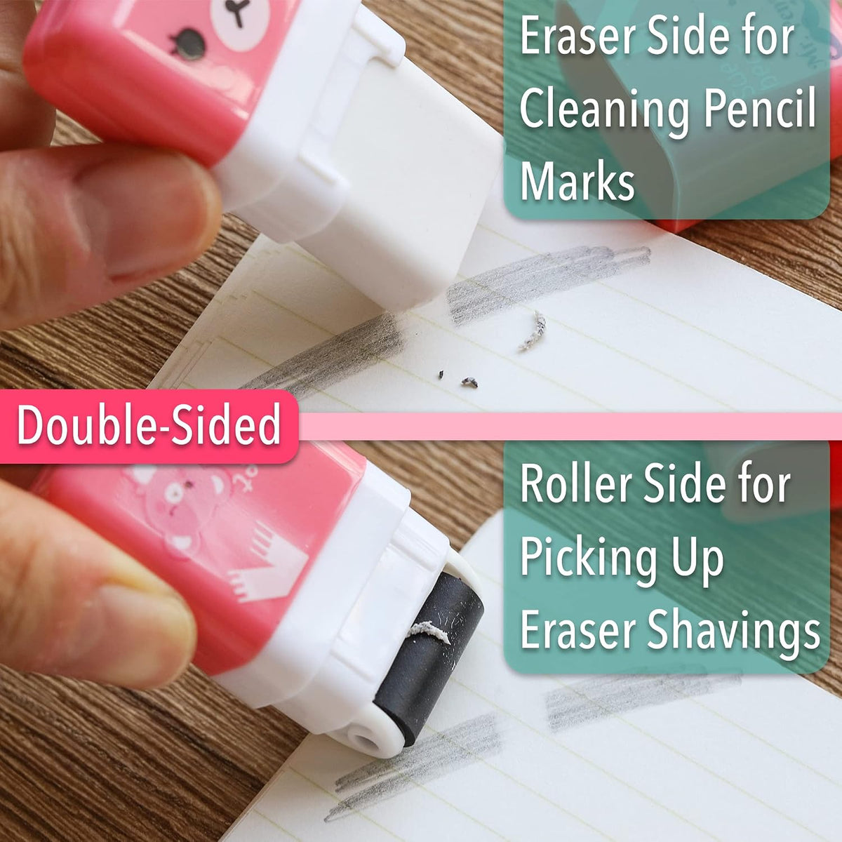 Mr. Pen- Eraser with Cover and Roller, 6 Pack, Animal Theme