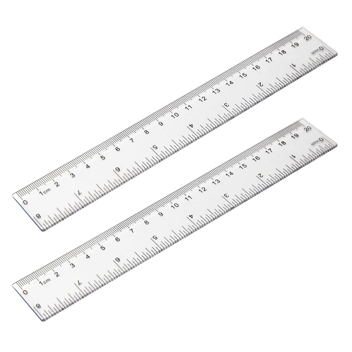 2 Pack - 8 inch Clear Plastic Ruler Straight Shatterproof Transparent Rulers for Office Supply (Clear)