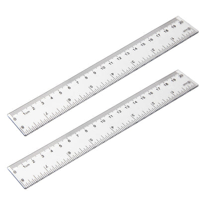2 Pack - 8 inch Clear Plastic Ruler Straight Shatterproof Transparent Rulers for Office Supply (Clear)