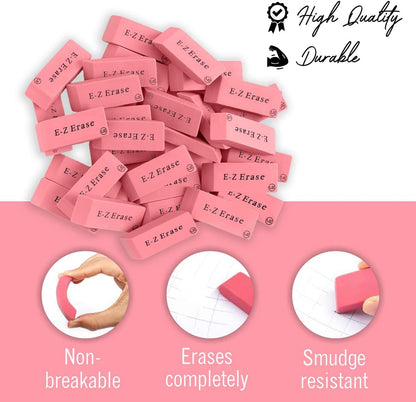 Pink Erasers, 120 Count Rectangular Eraser Bulk Pack, Latex Free Pink Pearl Erasers for School Supplies, Art and Office