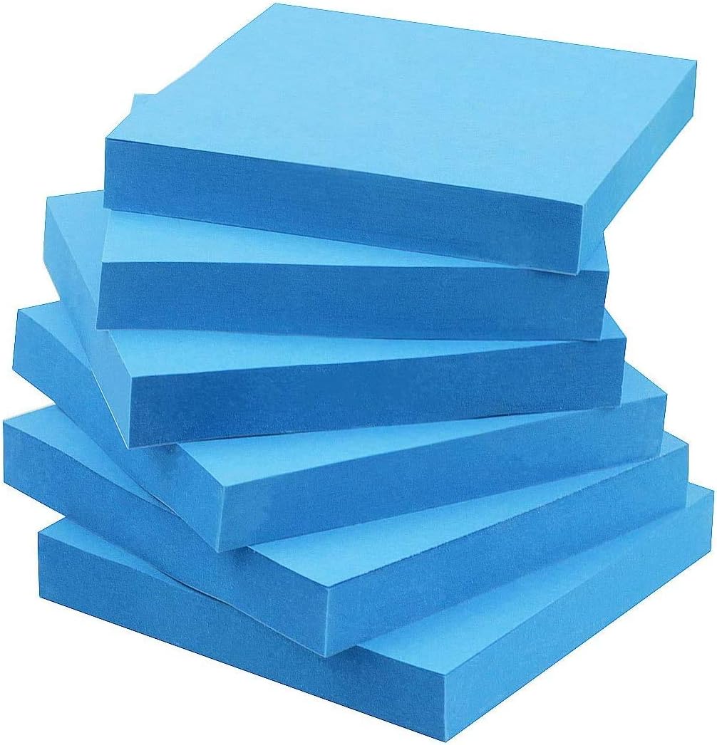 Sticky Notes 3x3 in Self-Stick Notes Blue Color 6 Pads, 100 Sheets/Pad