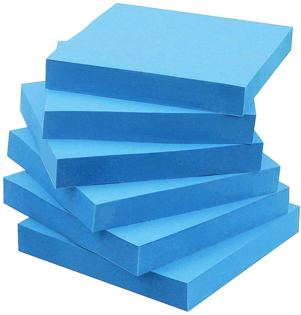Sticky Notes 3x3 in Self-Stick Notes Blue Color 6 Pads, 100 Sheets/Pad