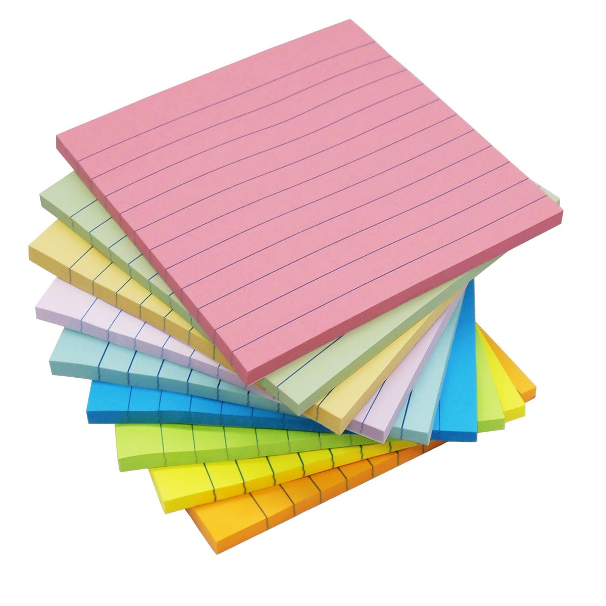 HQCME 9 Pads Lined Sticky Notes 4x6 in, Bright Large Notepads with Lines