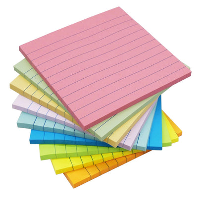 HQCME 9 Pads Lined Sticky Notes 4x6 in, Bright Large Notepads with Lines