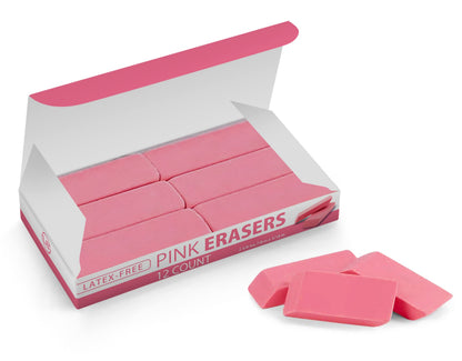 Pink Erasers, 120 Count Rectangular Eraser Bulk Pack, Latex Free Pink Pearl Erasers for School Supplies, Art and Office