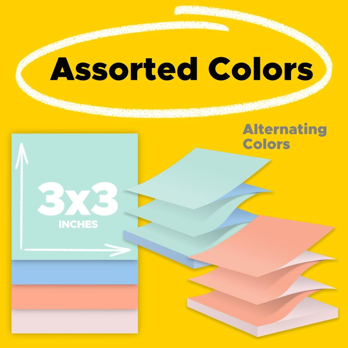 Post-it Pop-up Notes, 3 x 3 in, Assorted Alternating Colors, 12 Pads