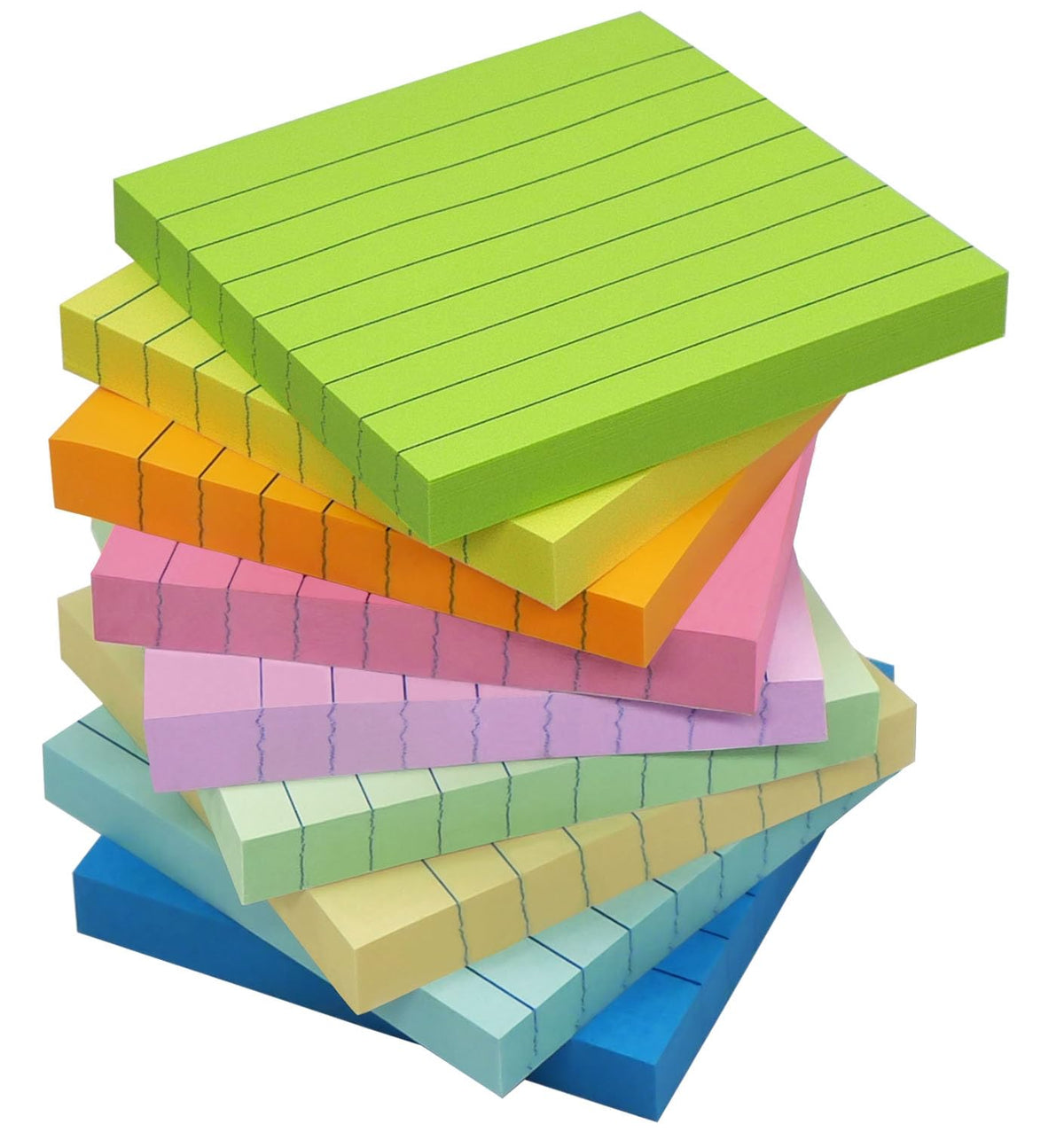 HQCME 9 Pads Lined Sticky Notes 4x6 in, Bright Large Notepads with Lines
