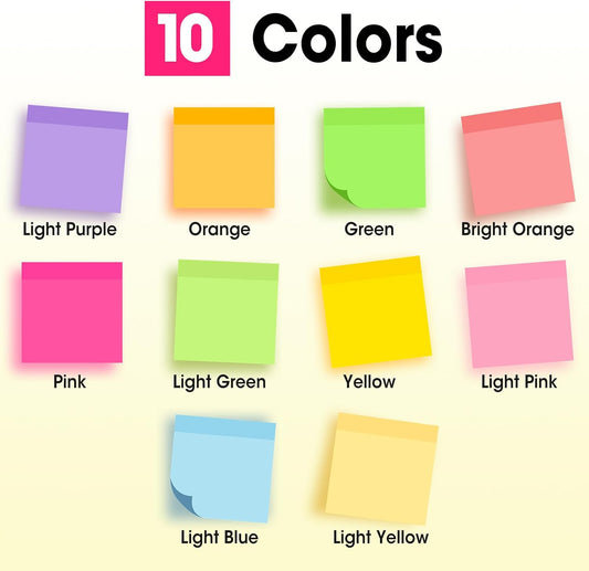 30 Pads Sticky Notes 3x3, Self-Stick Pads Bulk Bright Colors, School Supplies, Office Products, 50 Sheet/Pad