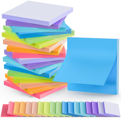 Stick Notes 3x3, Bright Color Stick Notes, 18 Pads, Super Sticky & Recyclable, for Home, Office, School