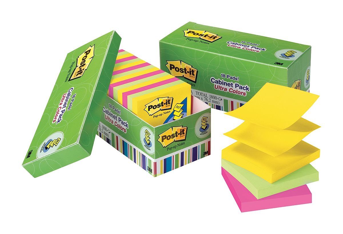 Post-it Pop-up Notes, 18 Sticky Note Pads, 3 x 3 in., School Supplies, Office Products, Accordion Sticky Notes Work with Pop-Up Note Dispenser, Floral Fantasy Collection
