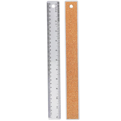 Metal Ruler 6 Inch 12 Inch Stainless Steel Metal Ruler with Cork Backing, Non-Slip Rulers with Inch and Centimeters, Straight Edge Cork Base Rulers for Student School Office Drafting Tools