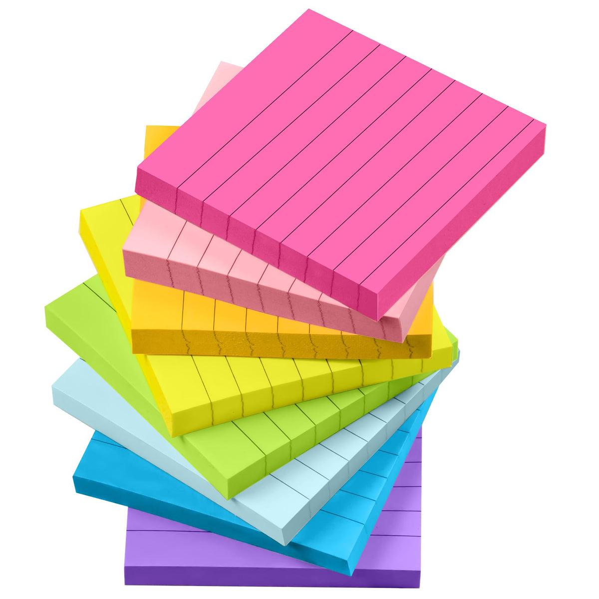 Lined Sticky Notes 4x6 in Post, Bright Colors, 8 Pads