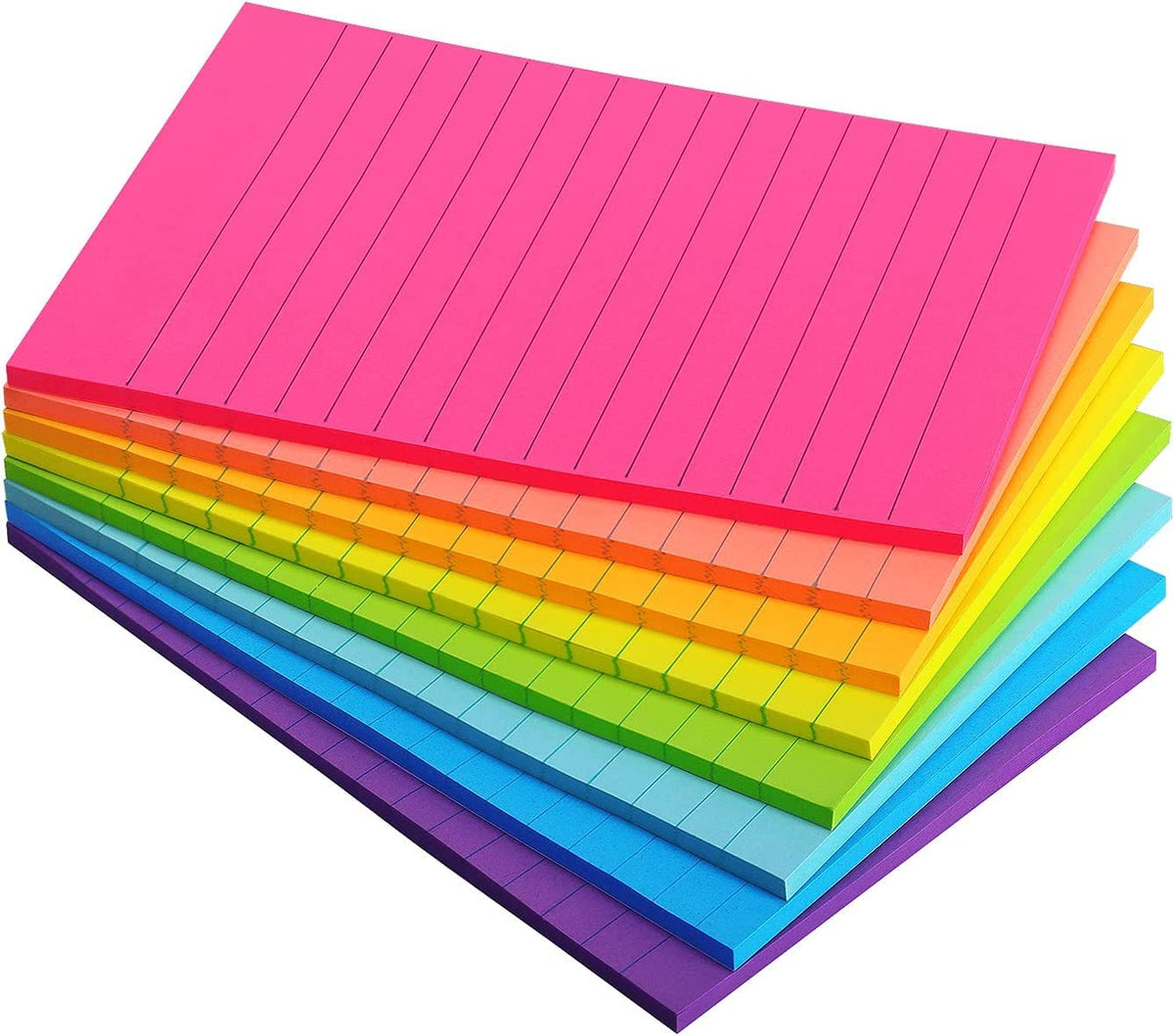 Eastern Wolf Lined Sticky Notes, 4x4in, 8 Bright Colors Pads, 50 Sheets/Pad
