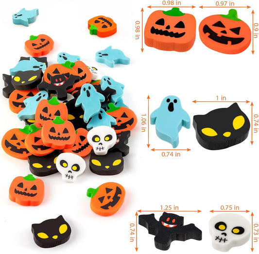 YGAOHF 150 Pack 6 Styles, Fun Pumpkin Ghost Bat Erasers, Cute Mini Erasers