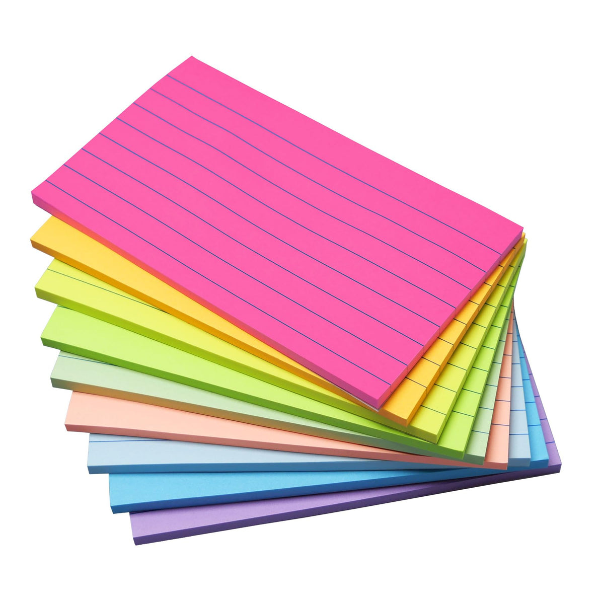 HQCME 9 Pads Lined Sticky Notes 4x6 in, Bright Large Notepads with Lines