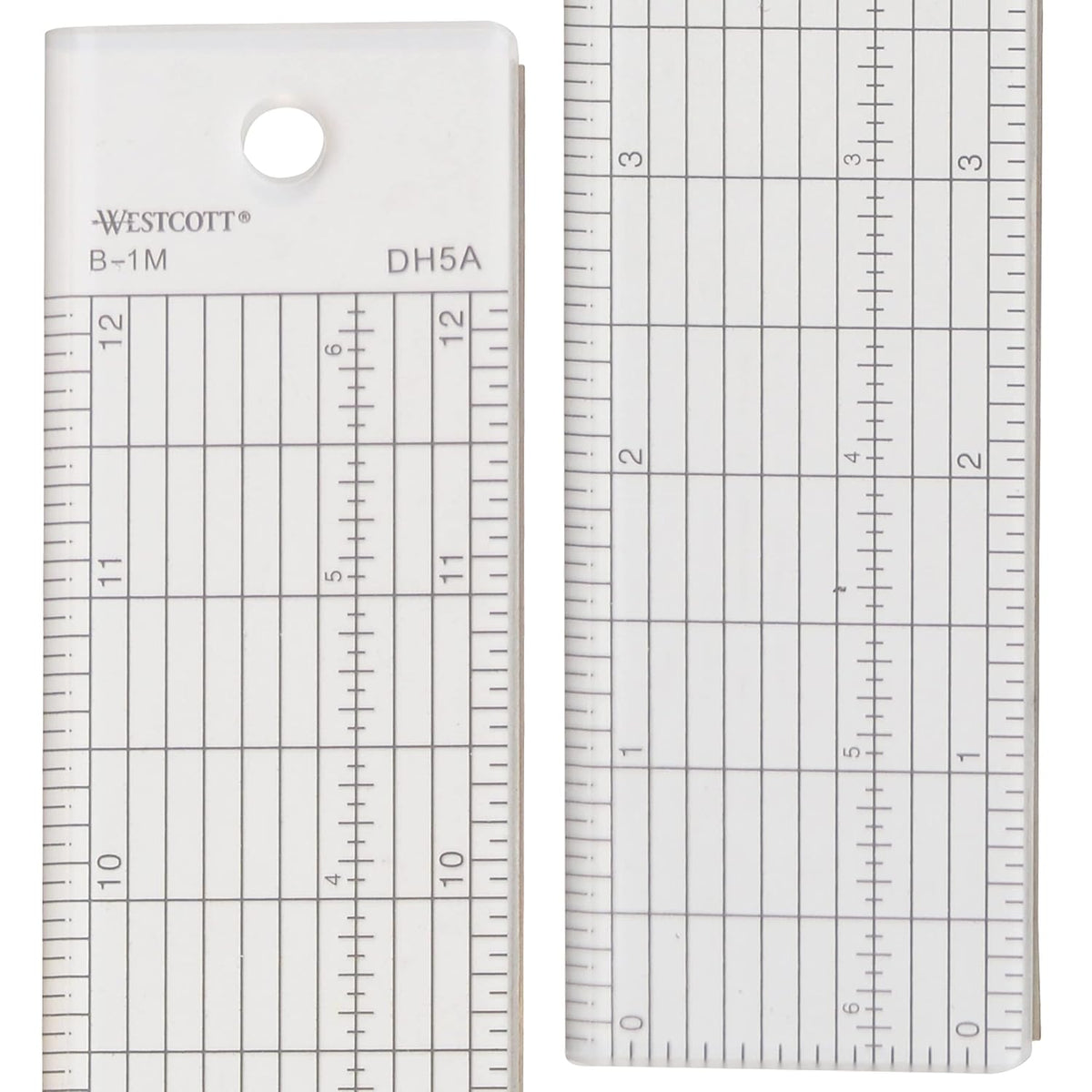 Westcott Grid Ruler with Metal Cutting Edge, 1.5 x 12, Transparent (B-1M)
