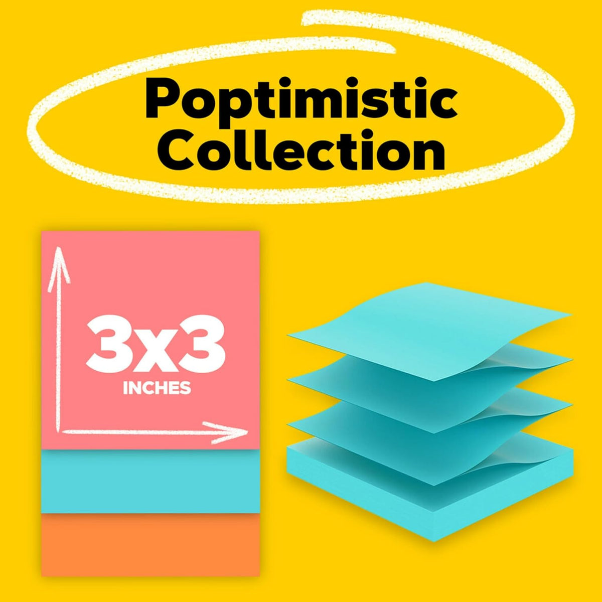 Post-it Pop-up Notes, 3 x 3 in, Poptimistic Collection, 18 Pads