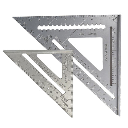 7 Inch Aluminum Rafter Square - Double-Sided Engraved Scales, Precision Carpentry Tool for Woodworking, Roof Pitch & Angle Marking