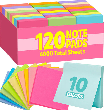 30 Pads Sticky Notes 3x3, Self-Stick Pads Bulk Bright Colors, School Supplies, Office Products, 50 Sheet/Pad