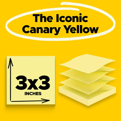 Post-it Pop-up Notes, 3 x 3 in, Canary Yellow, 24 Pads, 100 Sheets/Pad