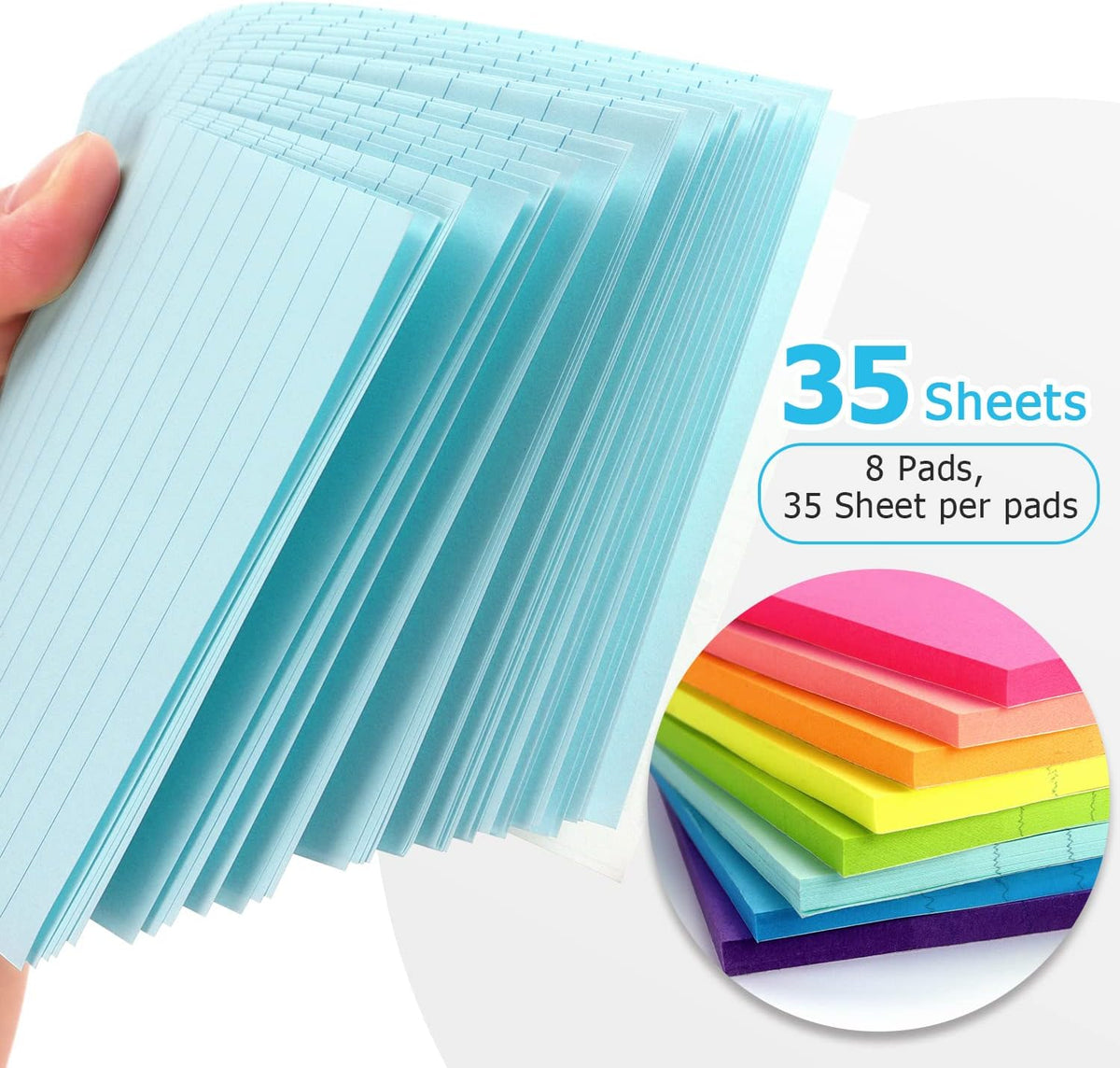 Eastern Wolf Lined Sticky Notes 4x6 in, 8 Bright Multicolors, 35 Sheets/Pad