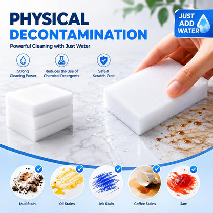 Magic Cleaning Sponges Eraser, 100 Pack Melamine Sponge Foam Pads, Multi-Functional Household Cleaner for Kitchen, Bathroom, Bathtub, Sink, Floor, Baseboard, Wall, Furniture