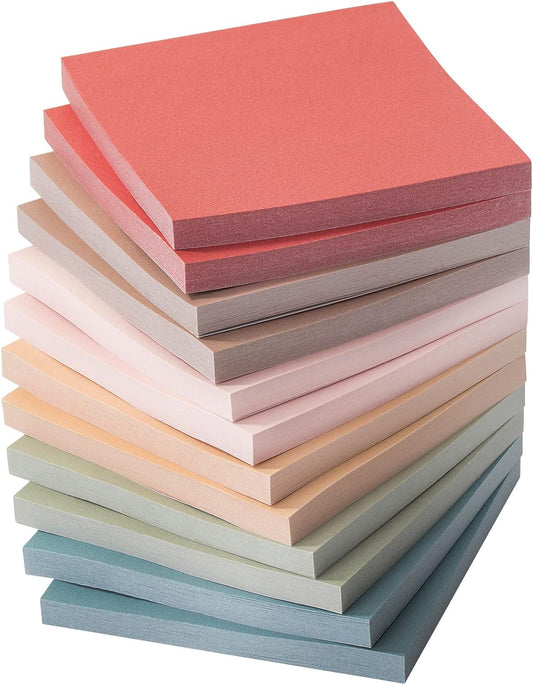 Mr. Pen- Sticky Notes, 3"x3", 12 Pads, 600 Sheets, Vintage Colors