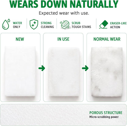 100 Pack Heavy Duty Melamine Sponges, Magic Cleaning Foam Eraser Pads, Bulk