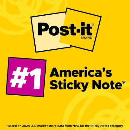 Post-it Super Sticky Dispenser Notes, 3 x 3 in, Canary Yellow, 12 Pads