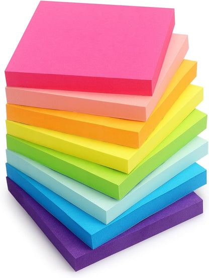 Eastern Wolf Sticky Notes 3x3 inch, 8 Bright Multi Colors, 85 Sheets/Pad