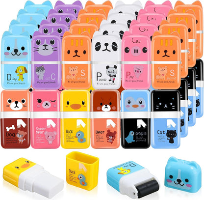 Seajan 44 Pcs Erasers for Kids Gift Bulk Cute Animal Themed Pencil Eraser