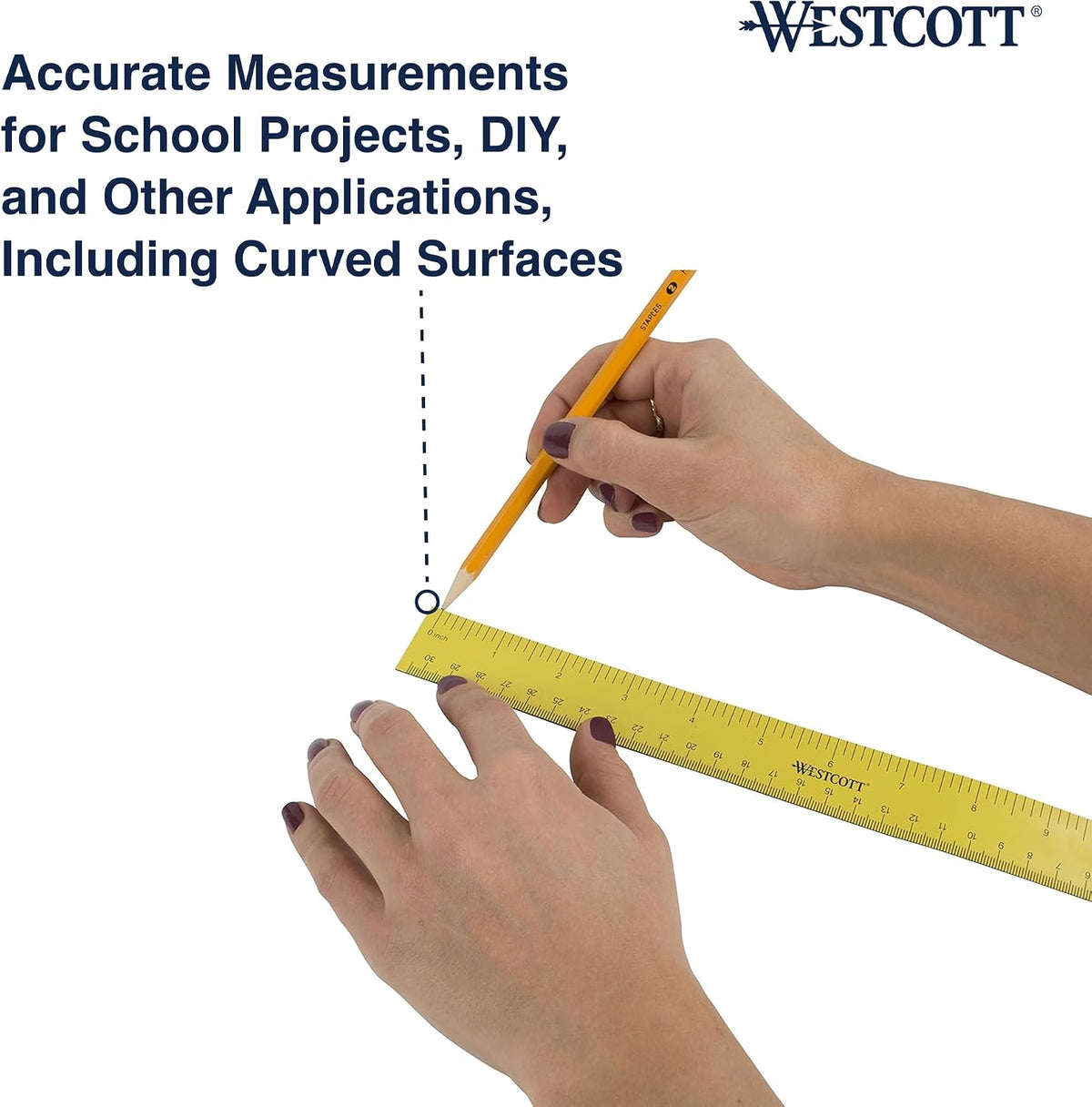 Westcott ‎12 inch Magnetic Flexible Rulers (3 Pack), Yellow, for School, Office, Crafts and DIY, Measuring Tools for Students and Adults