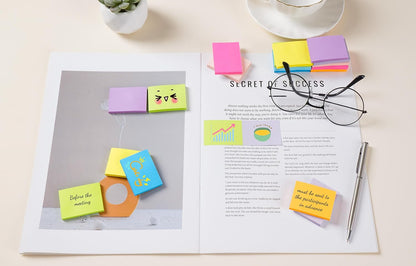 (54 Pads) 9 Bright Colors Sticky Notes 1.5x2in, Suitable for School, Office